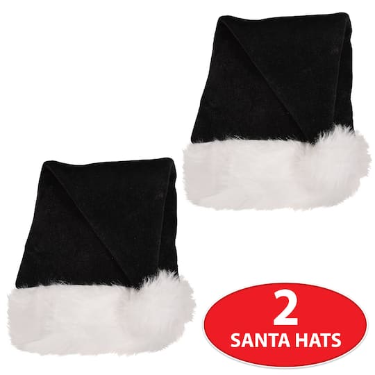 Beistle Black Adult Santa Hats, 2 Pack